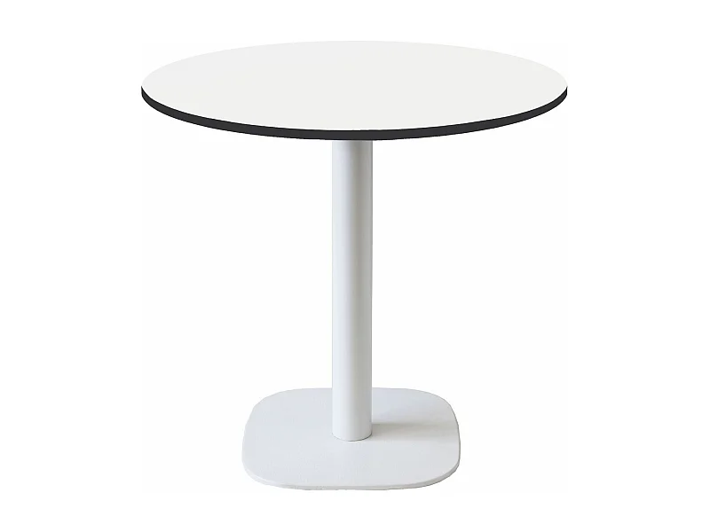 Table ronde Ø 70 cm - modèle Round pied blanc blanc chants noir