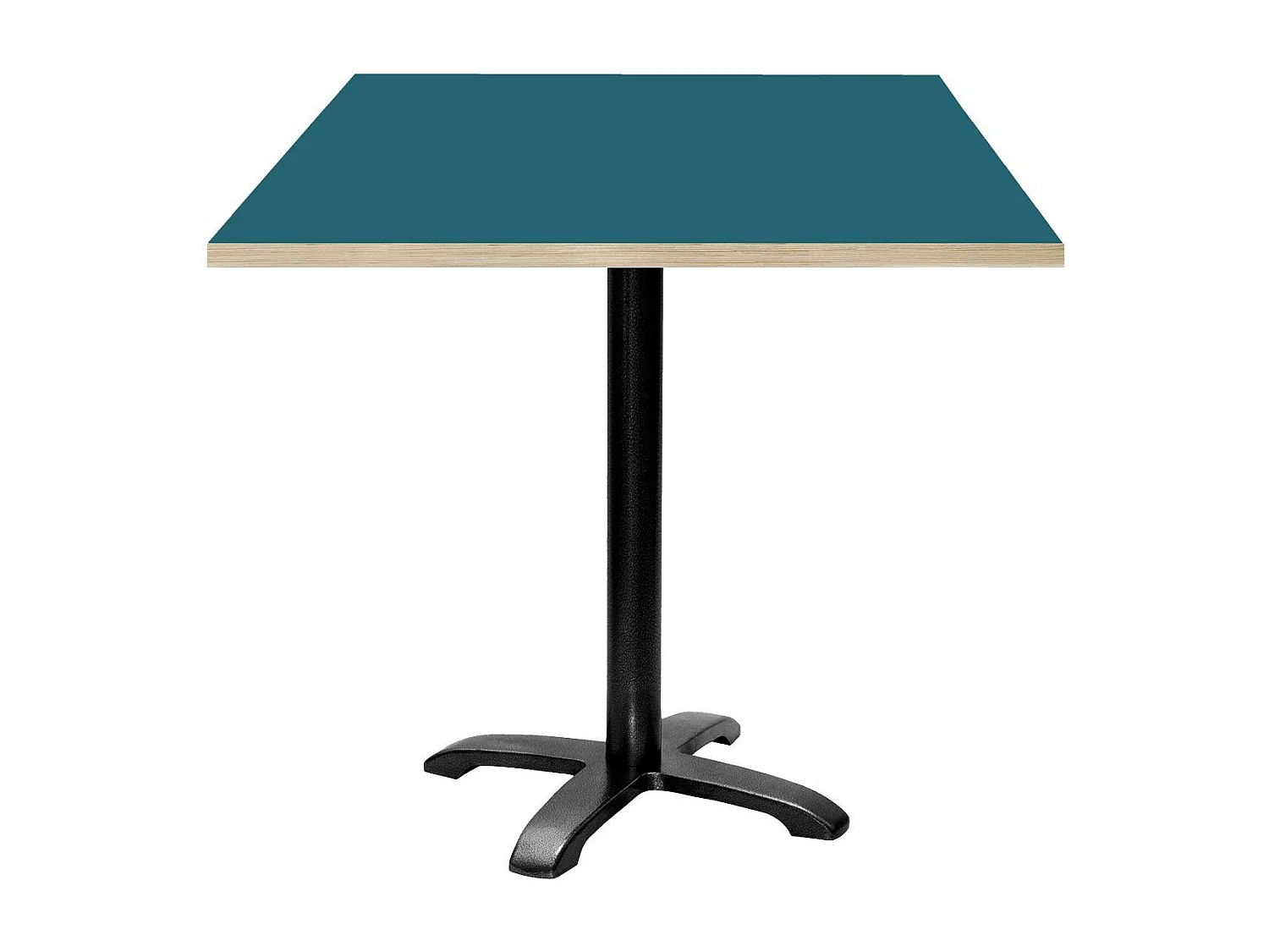 Table 70 x 70 cm - modèle Bazila bleu prusse chants bois