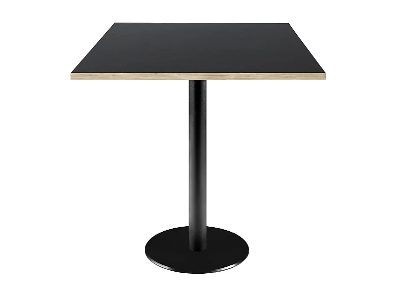 Table 70 x 70 cm - modèle Rome noir avec chants bois