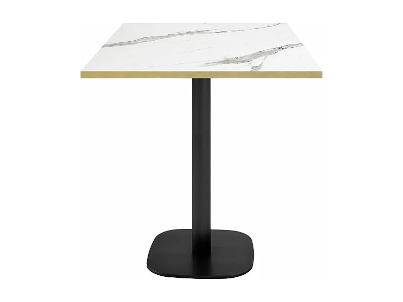 Table 70 x 70 cm - modèle Round snack marbre blanc chants laiton