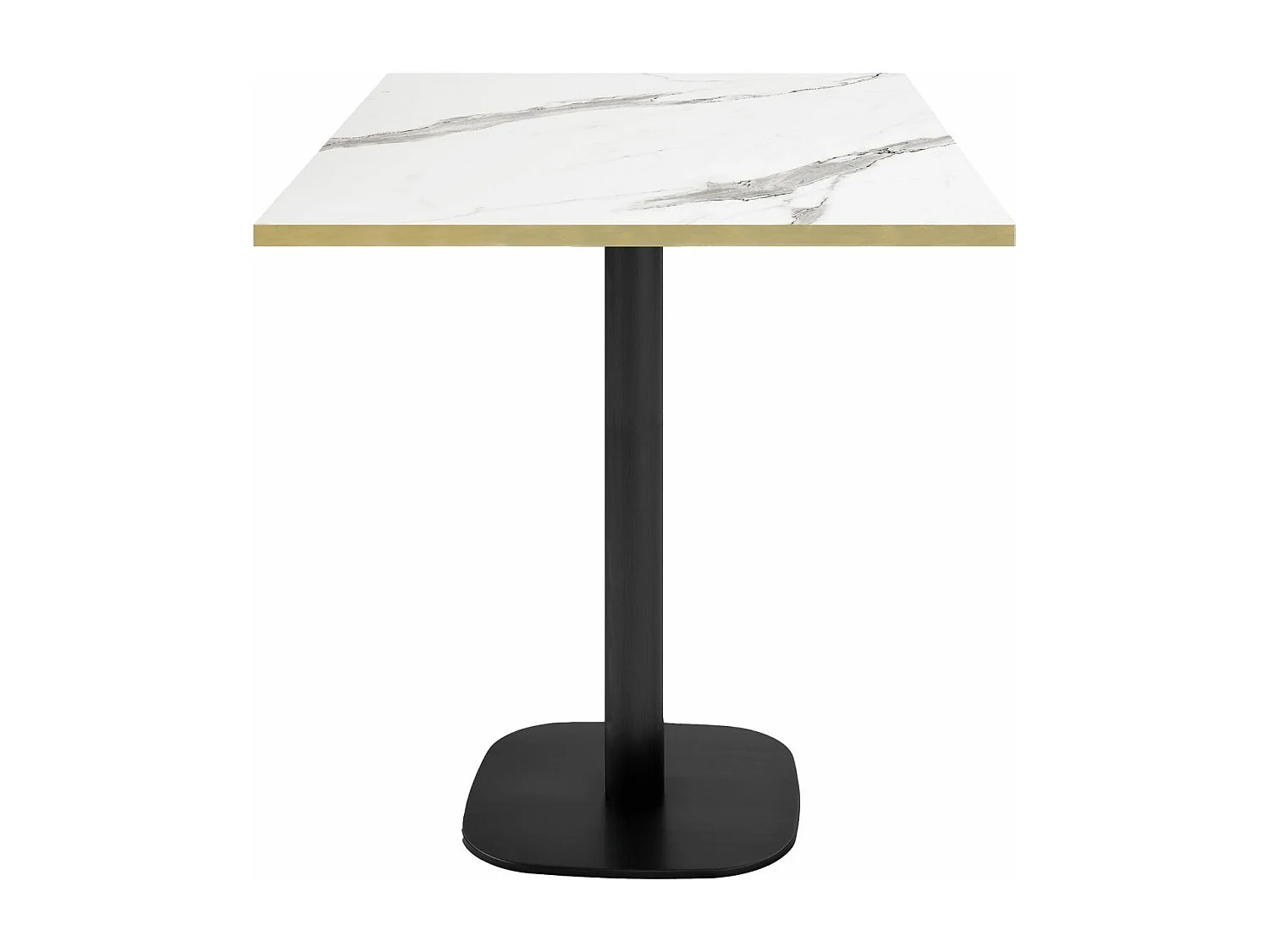 Table 70 x 70 cm - modèle Round snack marbre blanc chants laiton