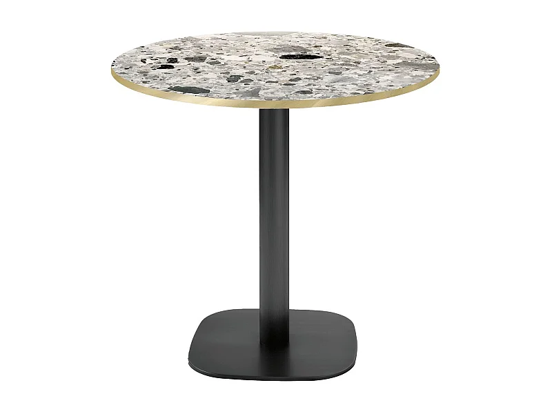 Table ronde Ø 70 cm - modèle Round terrazzo cepp chants laiton