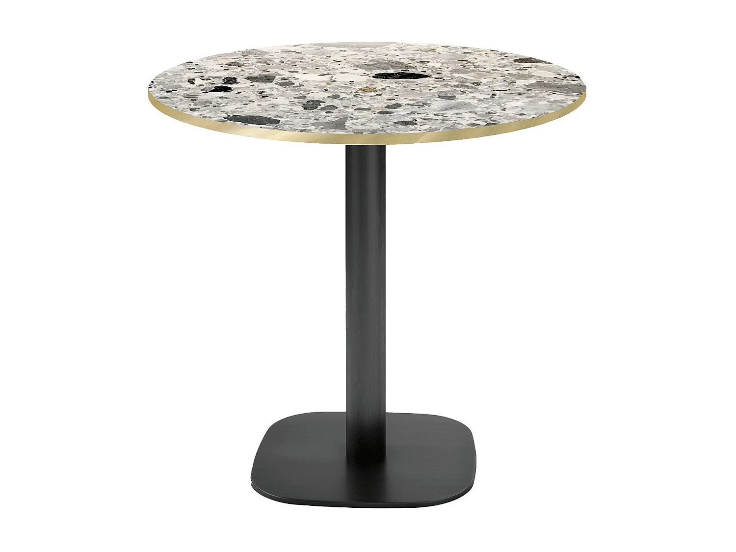Table ronde Ø 70 cm - modèle Round terrazzo cepp chants laiton