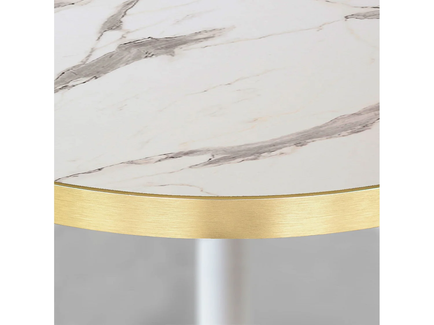 Table ronde Ø 70 cm - modèle Round blanc marbre blanc chants laiton