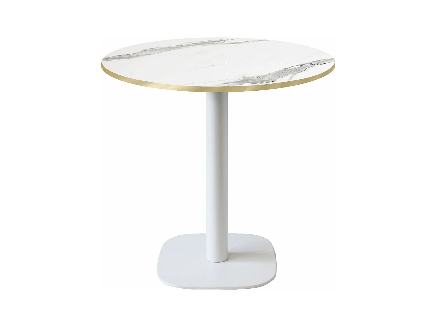 Table ronde Ø 70 cm - modèle Round blanc marbre blanc chants laiton