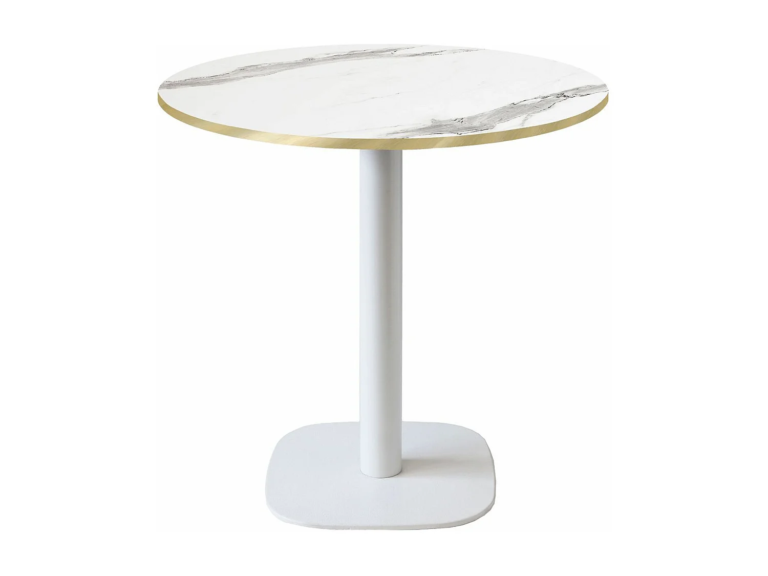 Table ronde Ø 70 cm - modèle Round blanc marbre blanc chants laiton