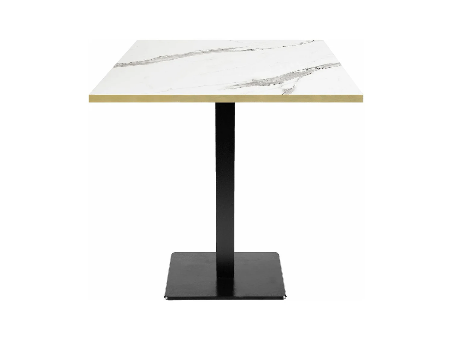 Table 70 x 70 cm - modèle Milan marbre blanc chants laiton