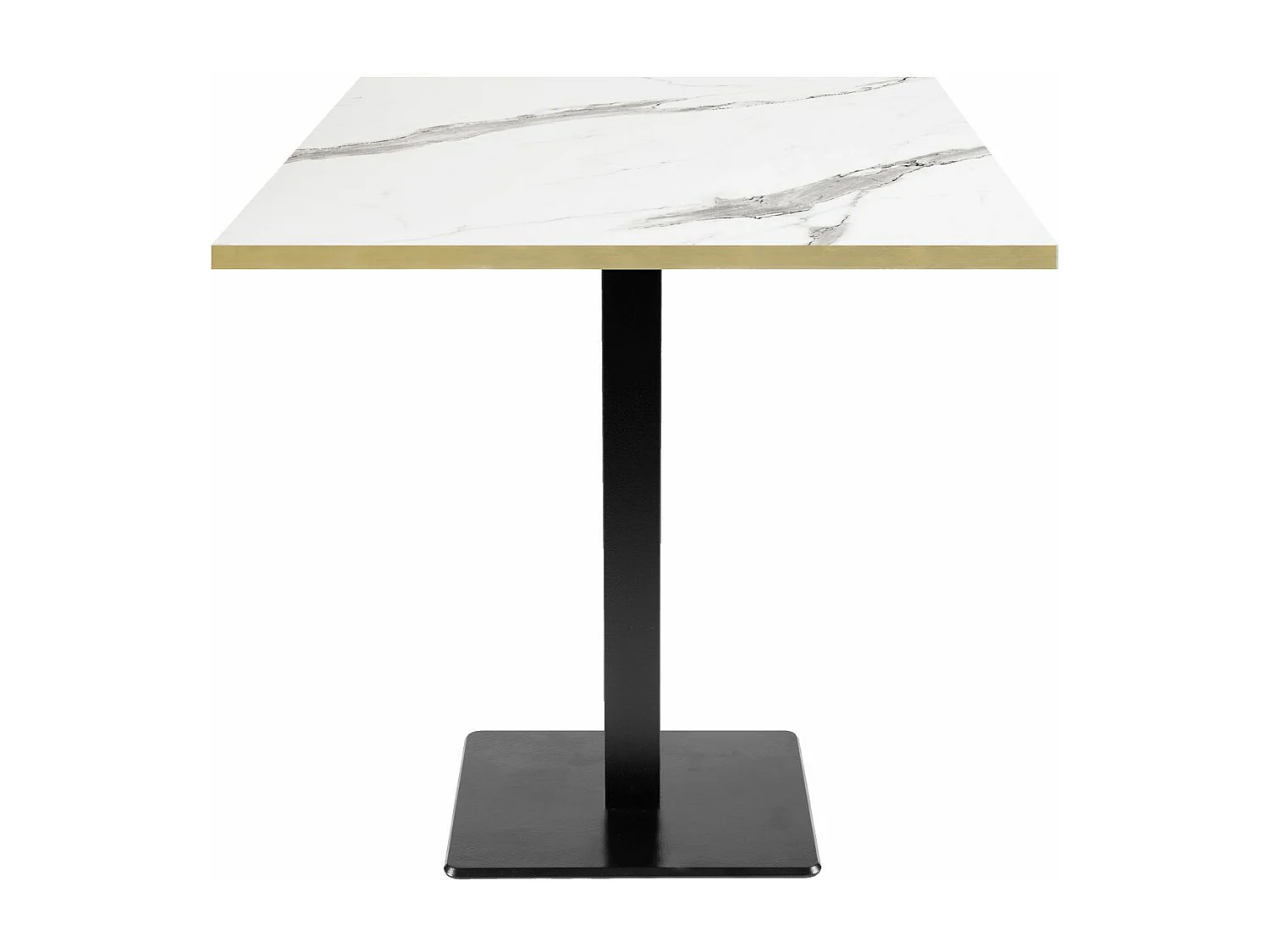 Table 70 x 70 cm - modèle Milan marbre blanc chants laiton