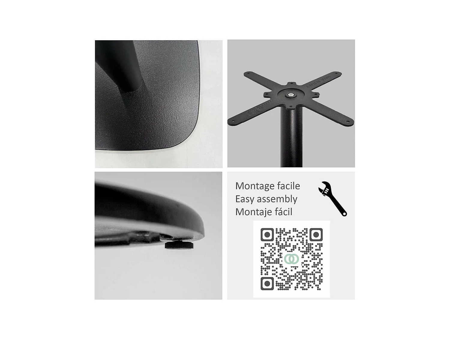 Table 70 x 70 cm - modèle Round noir chants bois