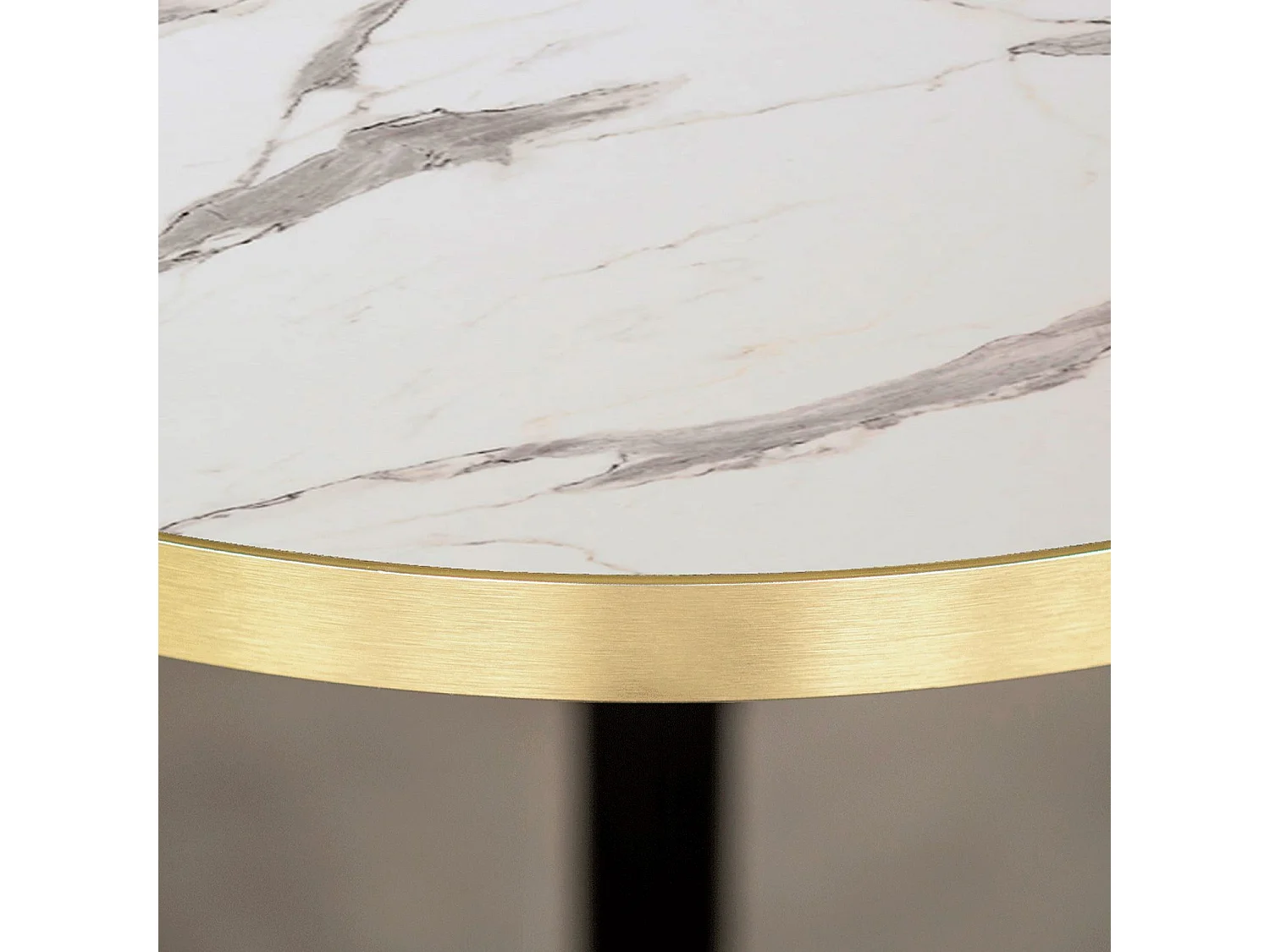 Table ronde Ø 70 cm - modèle Round marbre blanc chants laiton