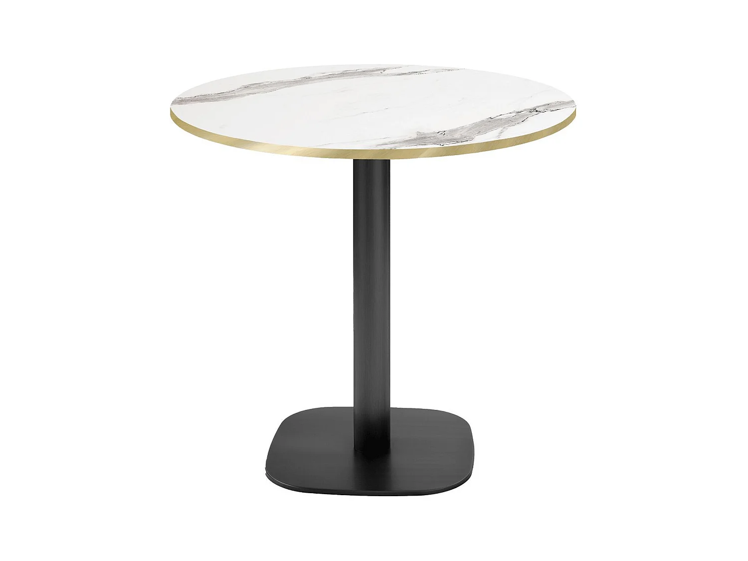 Table ronde Ø 70 cm - modèle Round marbre blanc chants laiton