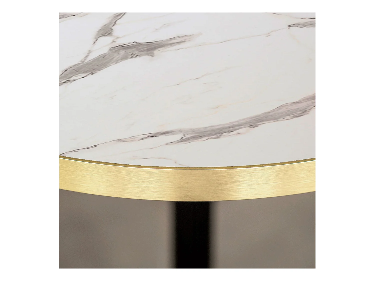 Table ronde Ø 70 cm - modèle Round marbre blanc chants laiton