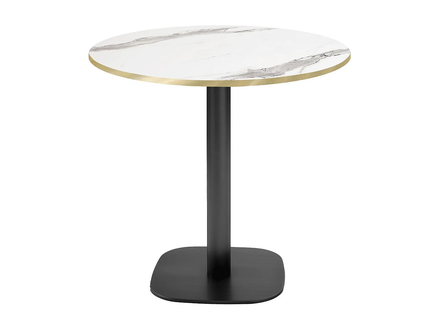 Table ronde Ø 70 cm - modèle Round marbre blanc chants laiton