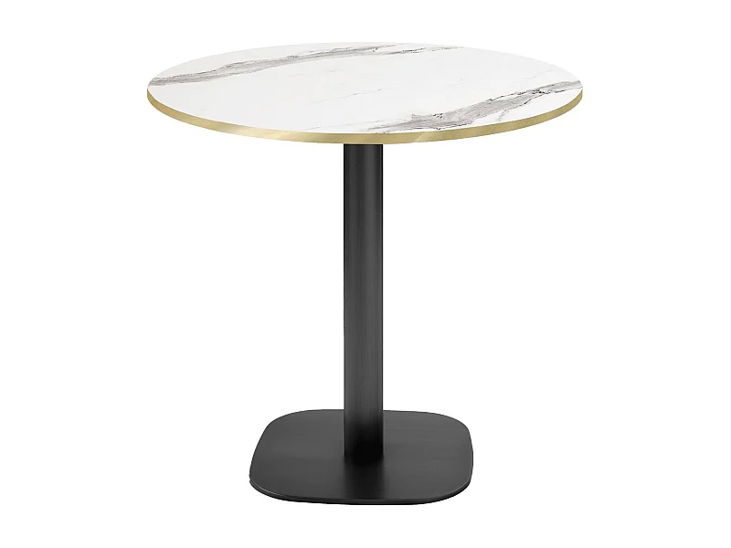 Table ronde Ø 70 cm - modèle Round marbre blanc chants laiton