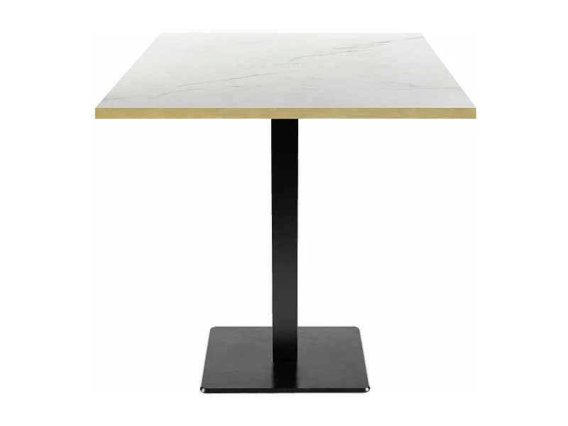 Table 70 x 70 cm - modèle Milan marbre paros chants laiton