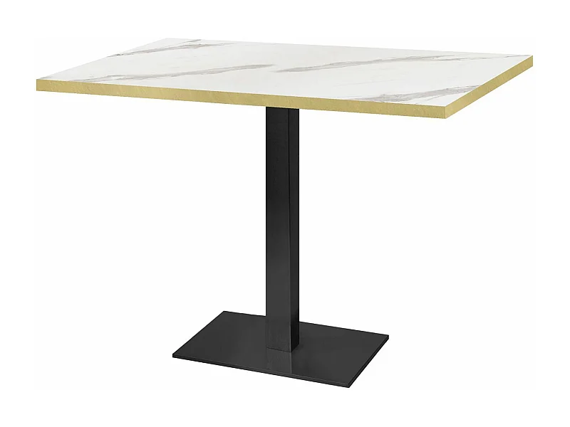 Table 120 x 70 cm - Round blanc marbre blanc chants laiton