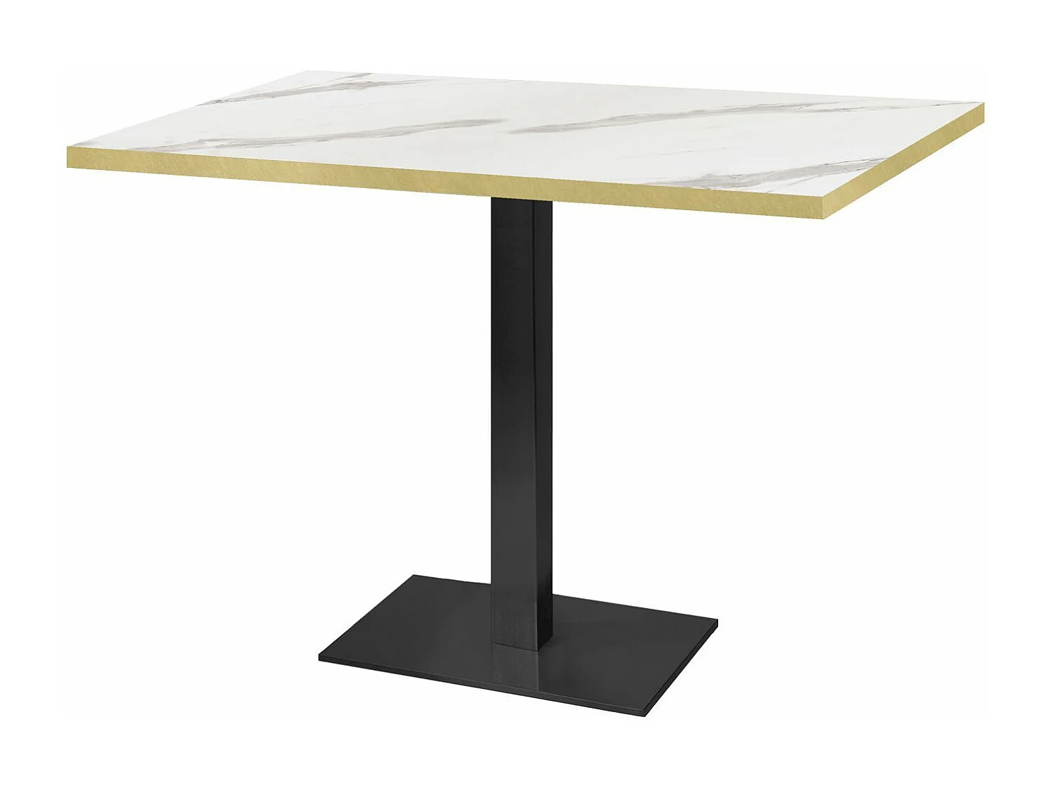 Table 120 x 70 cm - Round blanc marbre blanc chants laiton