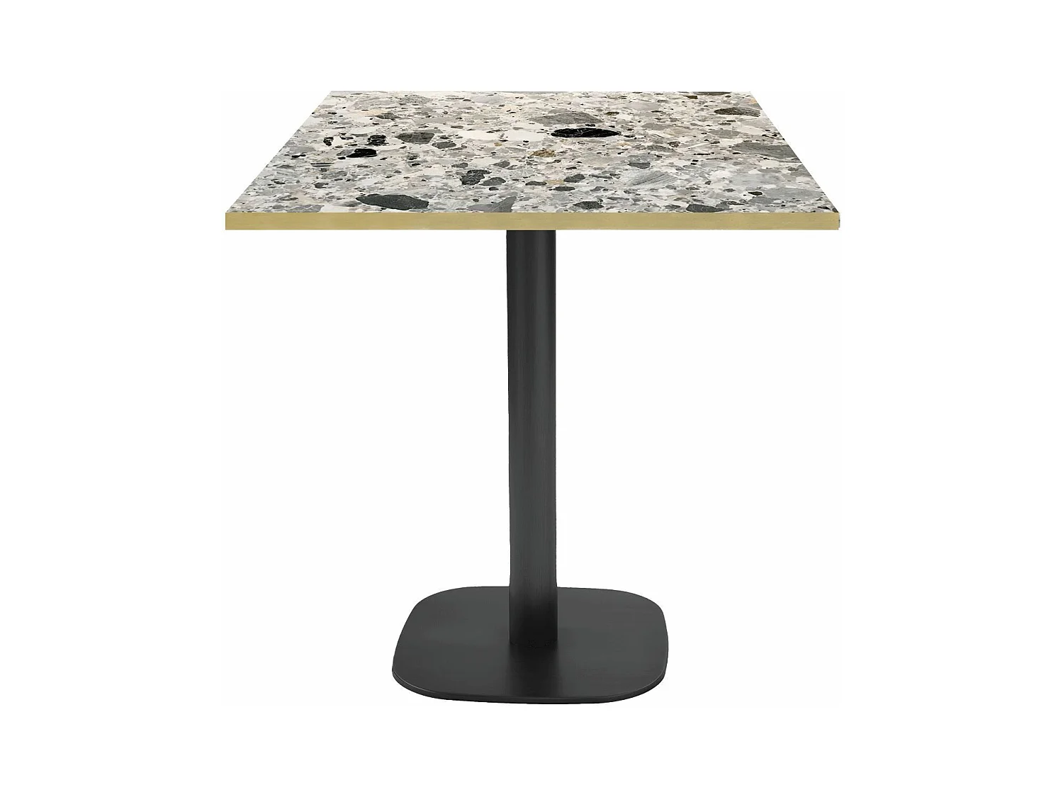 Table 70 x 70 cm - modèle Round terrazzo cepp chants laiton