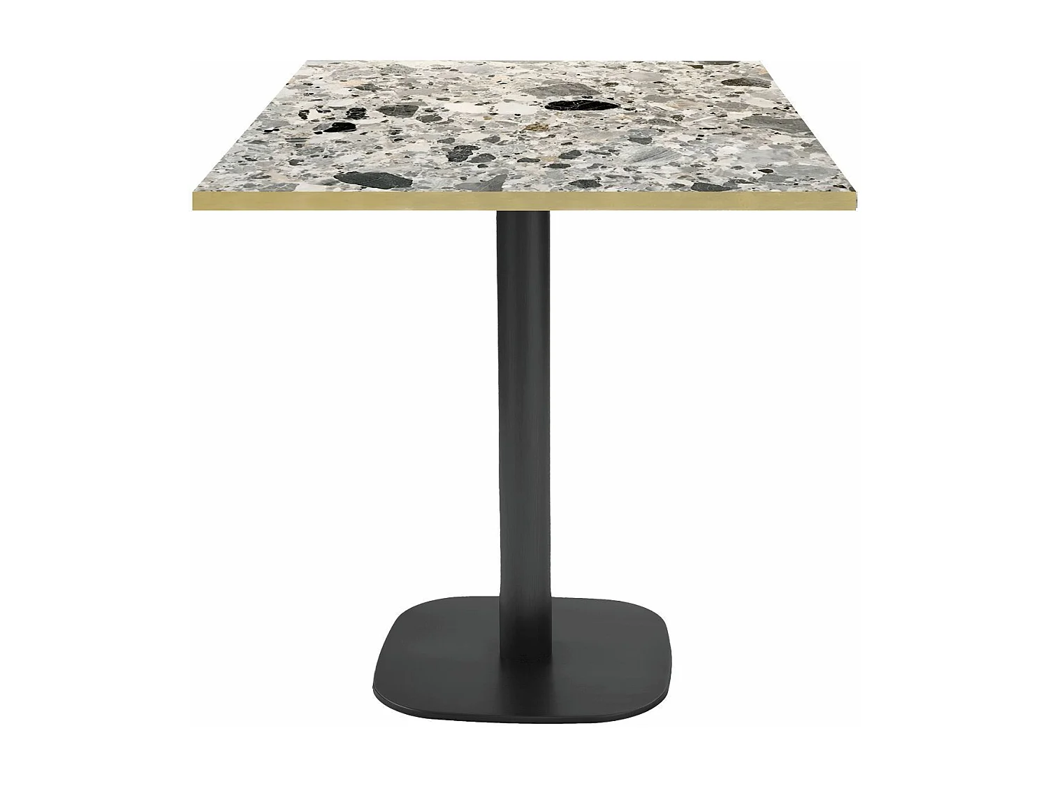 Table 70 x 70 cm - modèle Round terrazzo cepp chants laiton