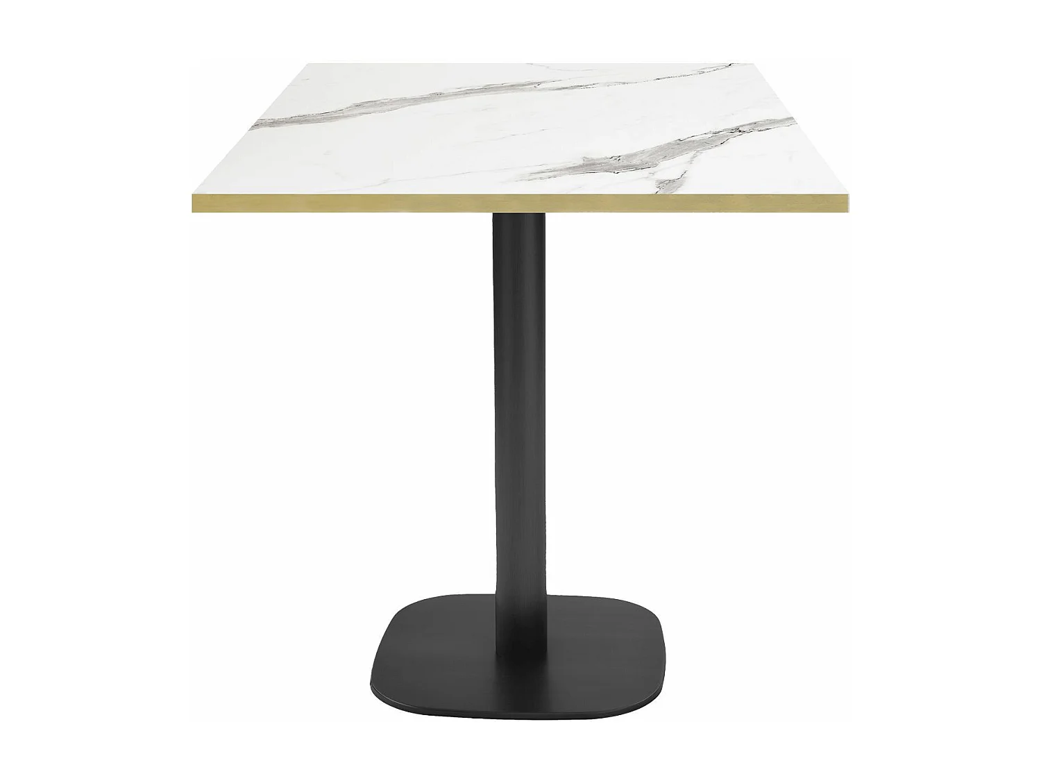 Table 70 x 70 cm - modèle Round marbre blanc chants laiton