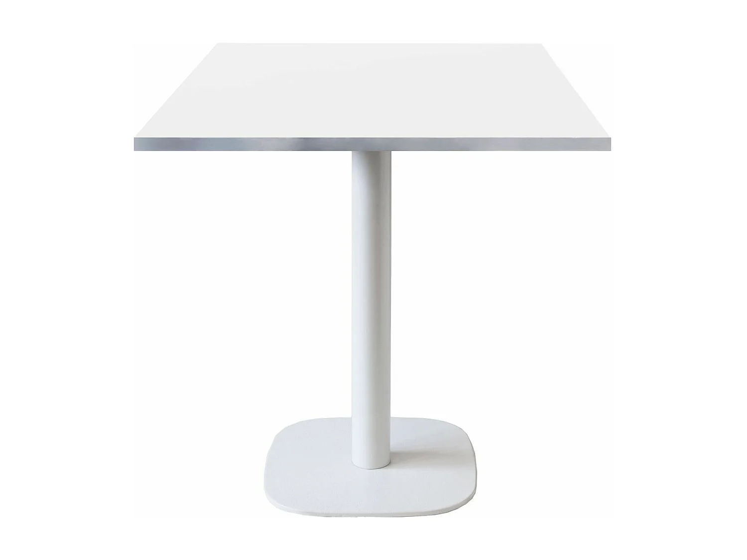 Table 70 x 70 cm - modèle Round pied blanc blanc chants inox