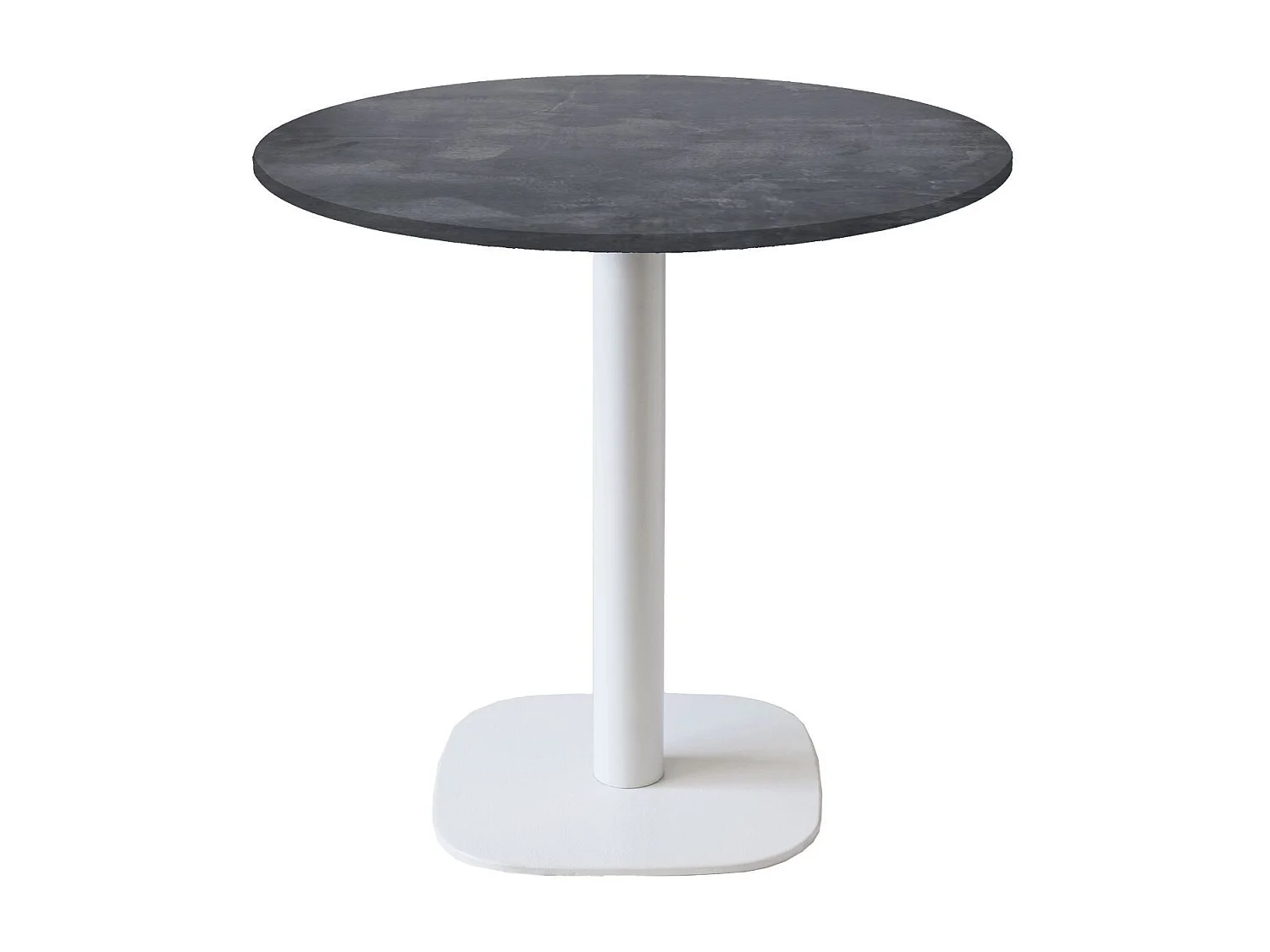 Table ronde Ø 70 cm - modèle Round pied blanc ardoise métallisée