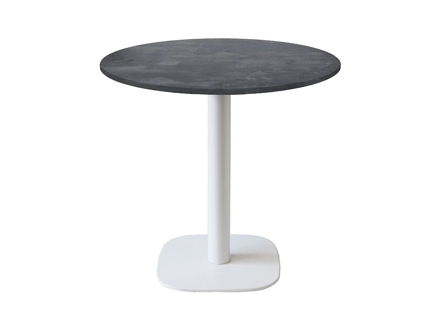Table ronde Ø 70 cm - modèle Round pied blanc ardoise métallisée