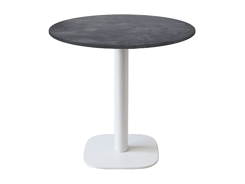 Table ronde Ø 70 cm - modèle Round pied blanc ardoise métallisée