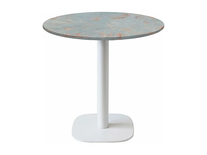 Table ronde Ø 70 cm - modèle Round pied blanc gris rouille