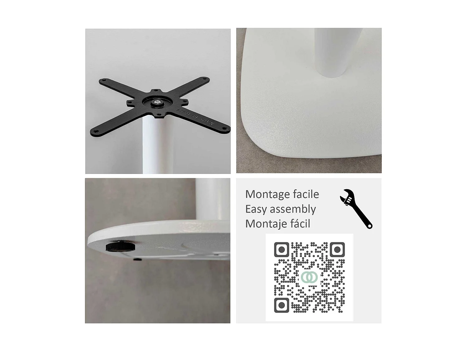 Table ronde Ø 70 cm - modèle Round pied blanc gris rouille