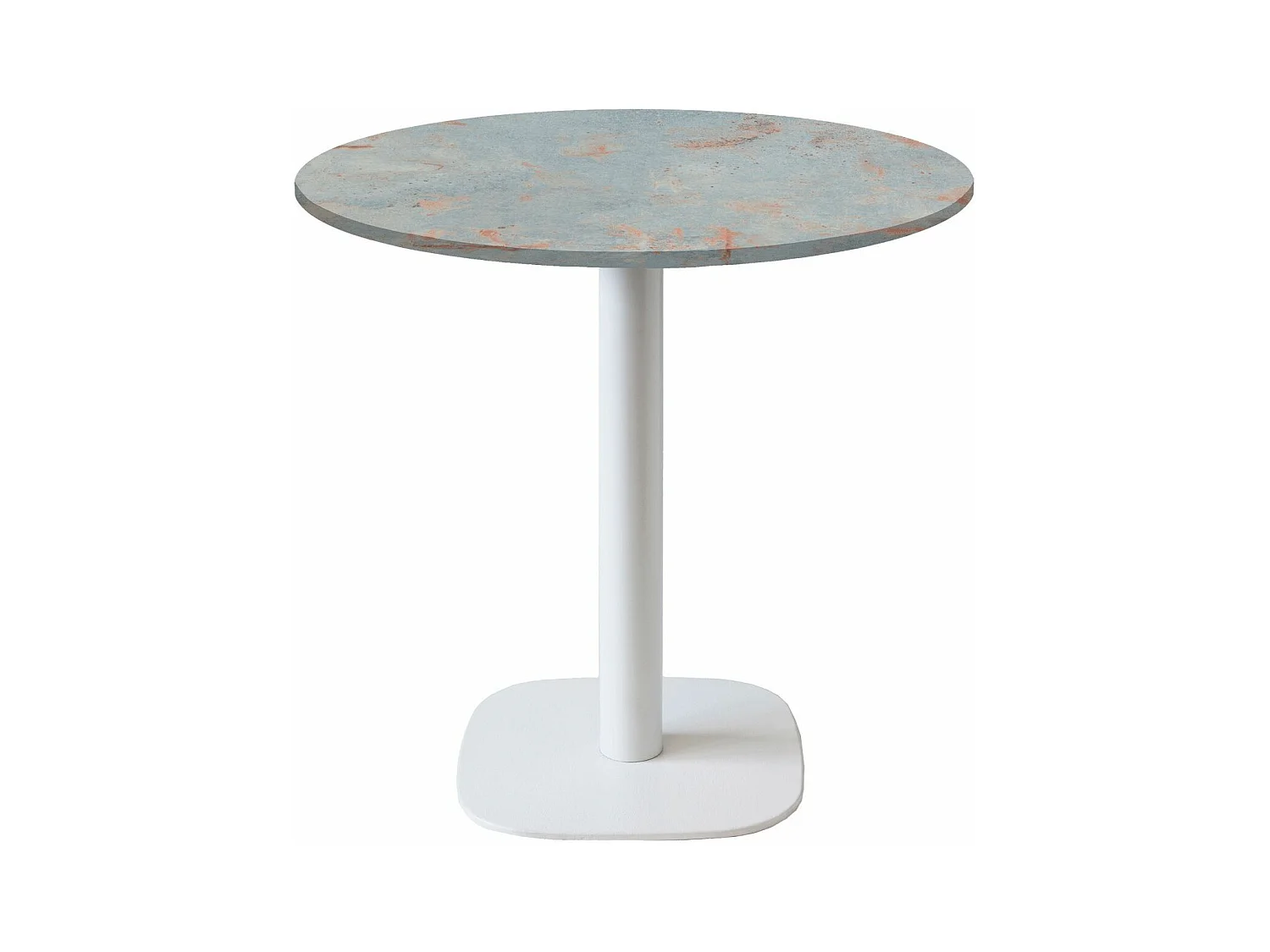 Table ronde Ø 70 cm - modèle Round pied blanc gris rouille