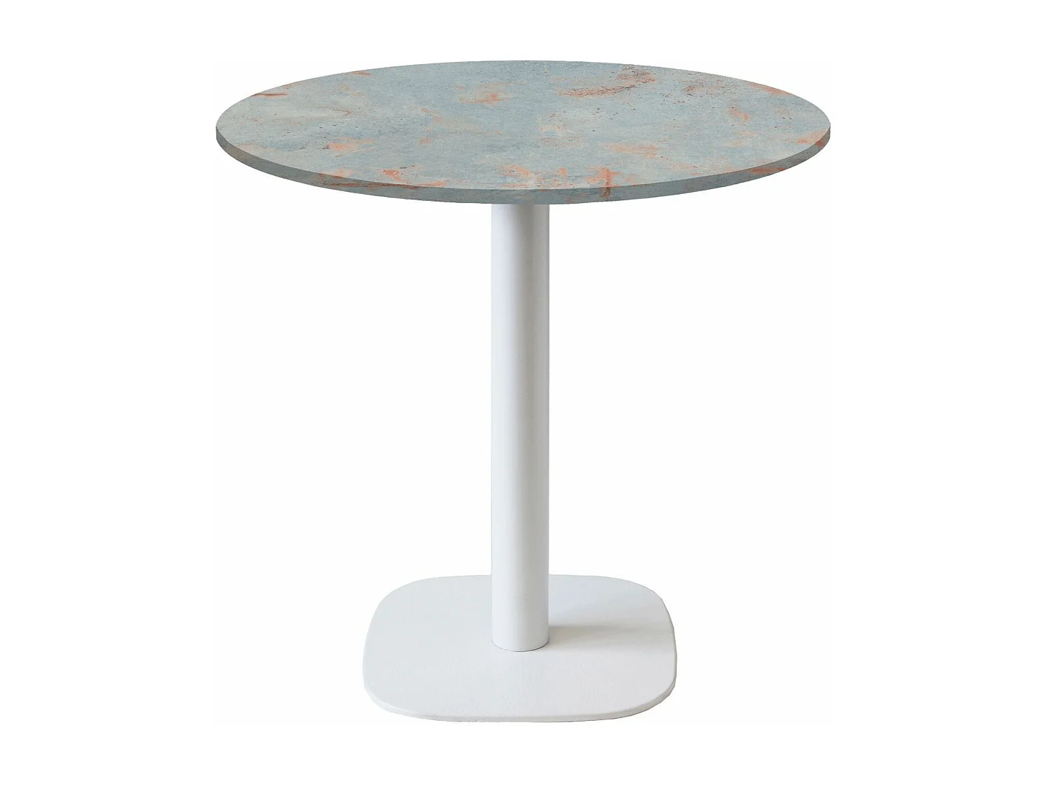 Table ronde Ø 70 cm - modèle Round pied blanc gris rouille