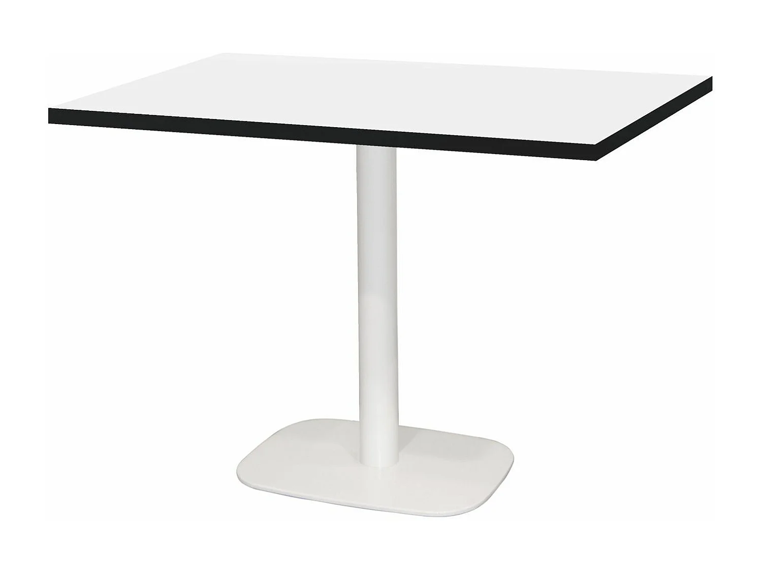 Table 120 x 70 cm - Round pied blanc blanc chants noir