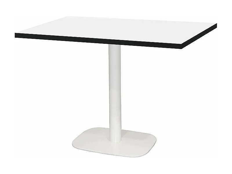 Table 120 x 70 cm - Round pied blanc blanc chants noir