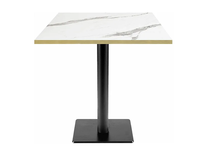 Table 70 x 70 cm - modèle MilanT marbre blanc chants laiton