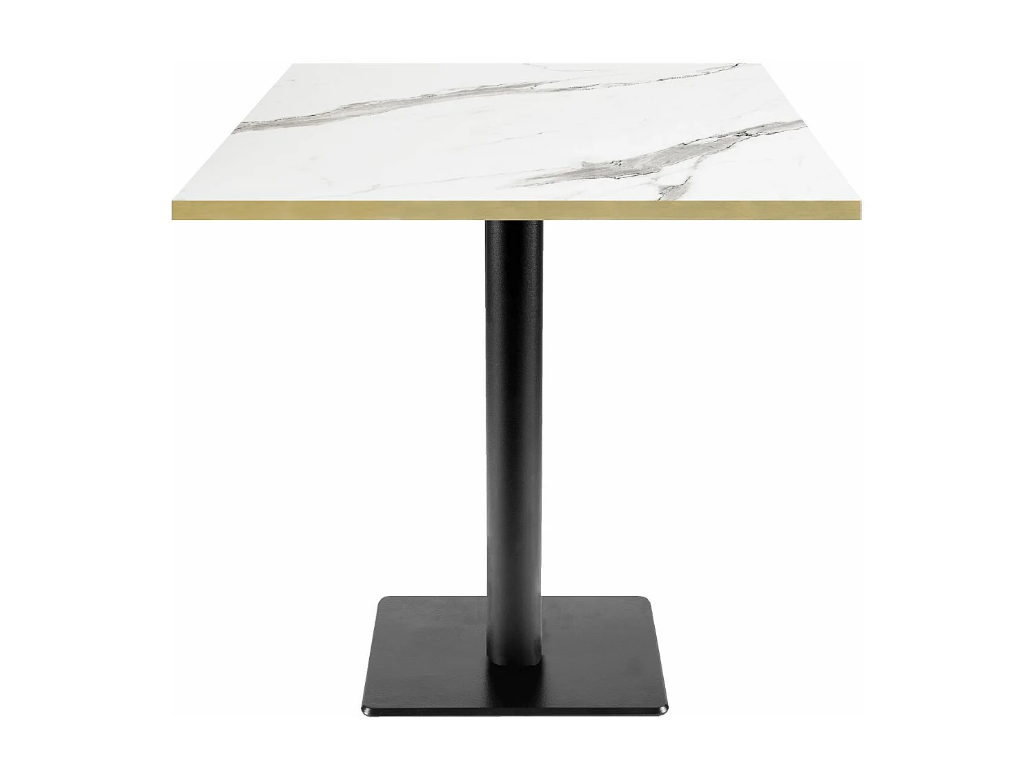 Table 70 x 70 cm - modèle MilanT marbre blanc chants laiton