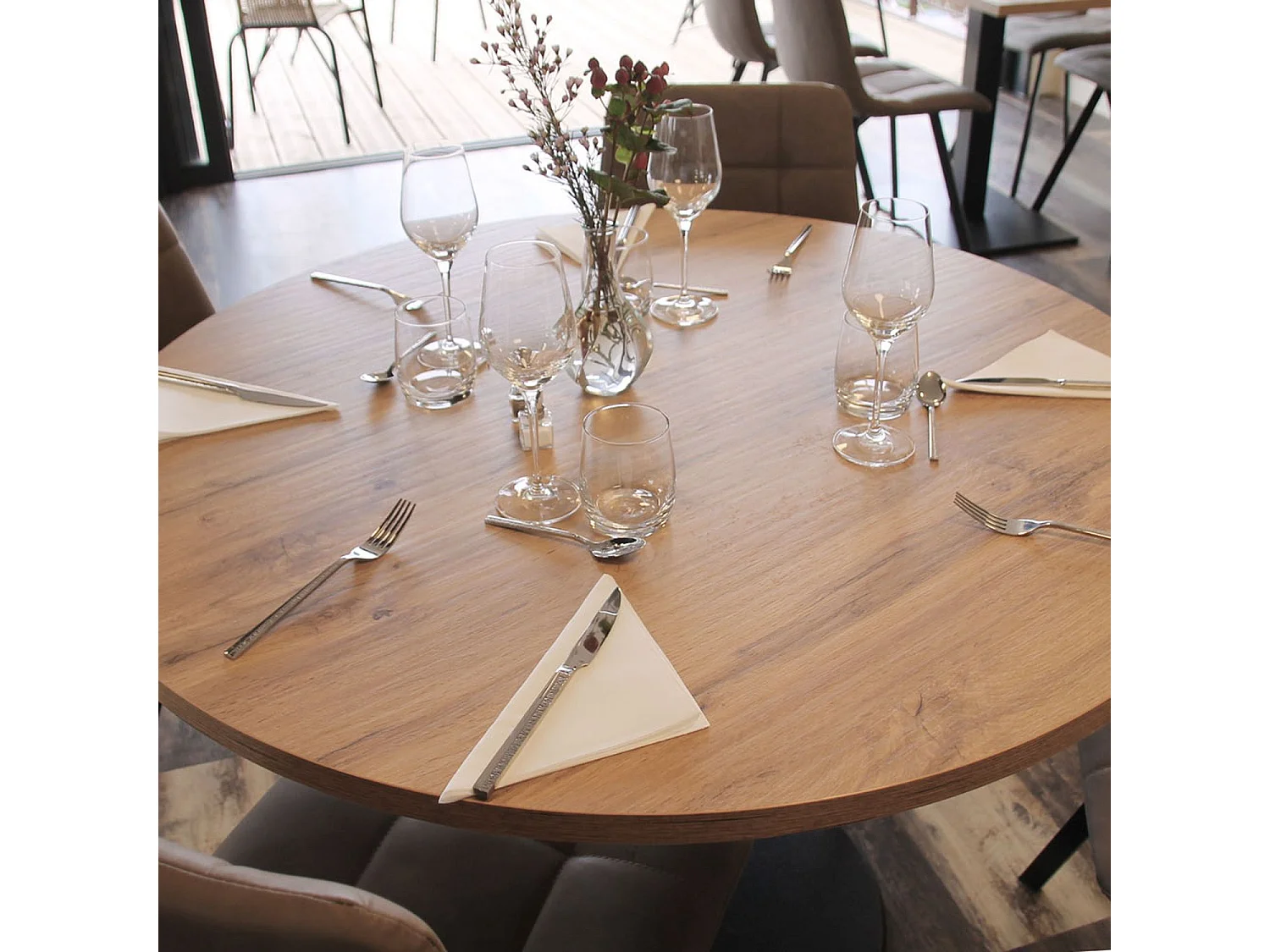 Table ronde Ø 70 cm - modèle Round blanc chêne armor