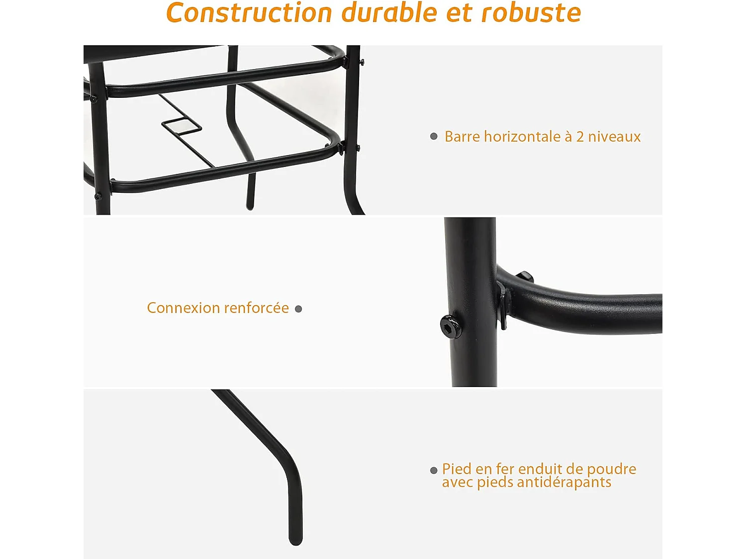 Table de Jardin Carrée en Métal avec Plateau en Verre 81 x 81 x 71 CM de Style Moderne pour Terrasse, Balcon et Cour, Noir