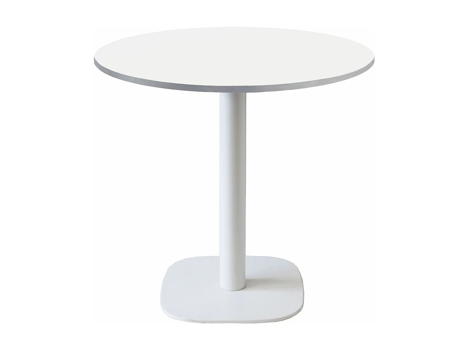 Table ronde Ø 70 cm - modèle Round pied blanc blanc chants inox