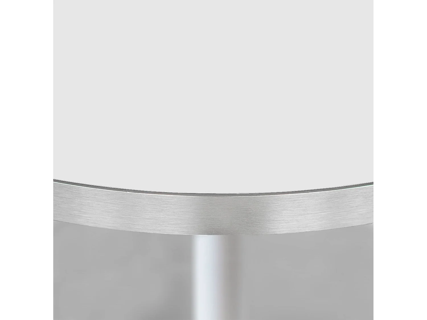 Table ronde Ø 70 cm - modèle Round pied blanc blanc chants inox