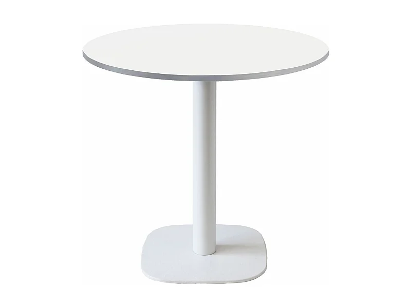 Table ronde Ø 70 cm - modèle Round pied blanc blanc chants inox