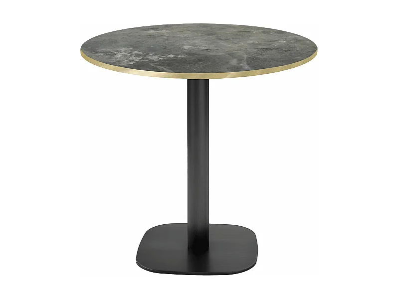 Table ronde Ø 70 cm - modèle Round pierre métallisée chants laiton