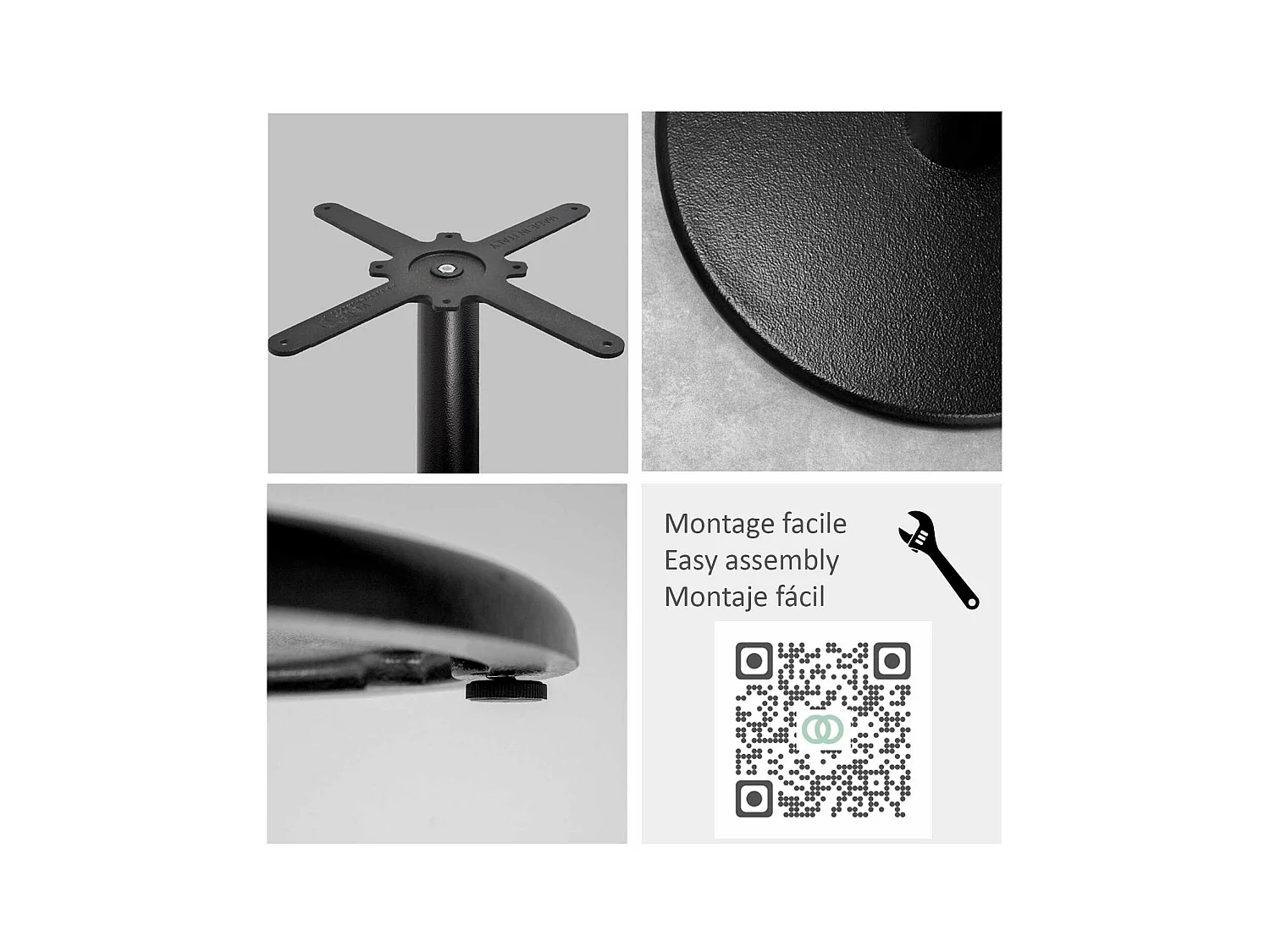 Table ronde Ø 120 cm - modèle Rome pied et noir uni