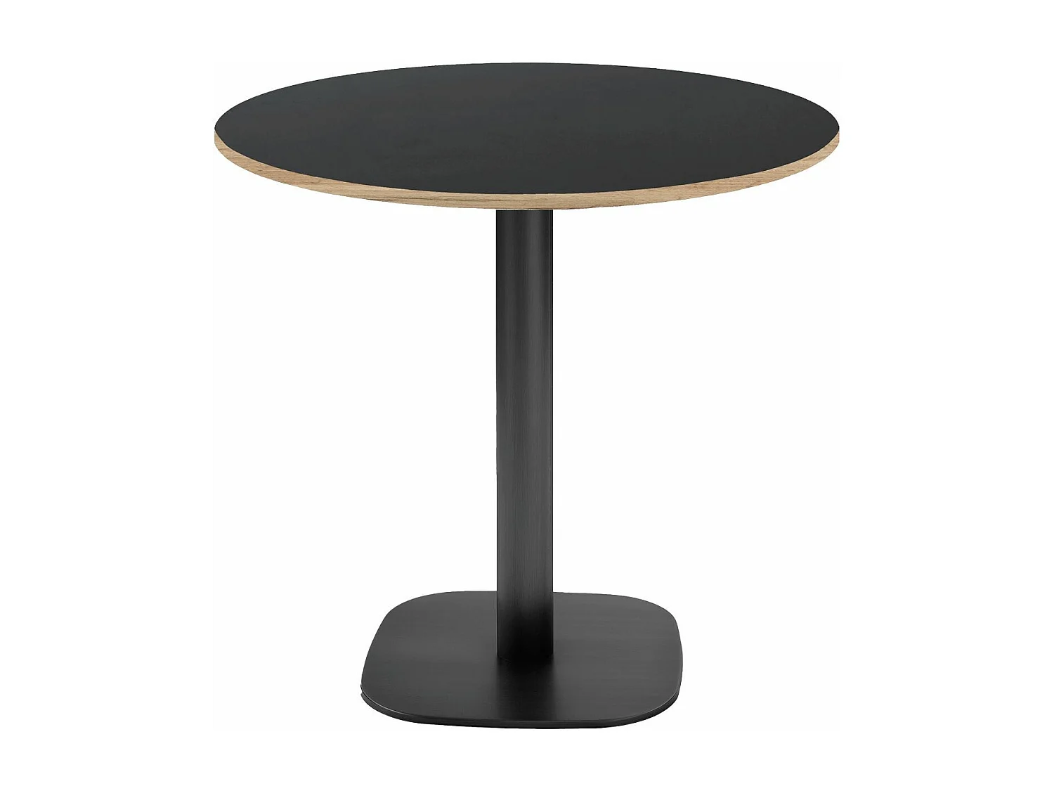 Table ronde Ø 70 cm - modèle Round noir chants bois
