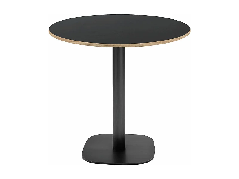 Table ronde Ø 70 cm - modèle Round noir chants bois