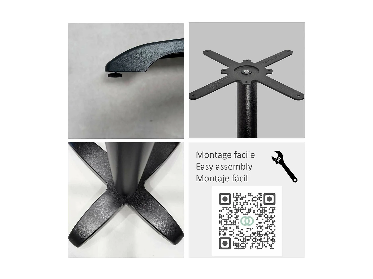 Table ronde Ø 110 cm - modèle Bazila pierre métallisée