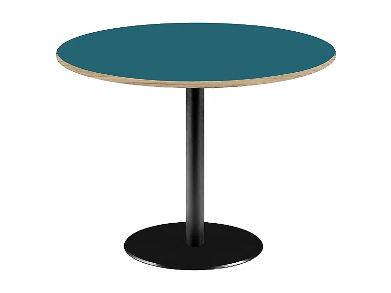 Table ronde Ø 120 cm - modèle Rome bleu avec chants bois
