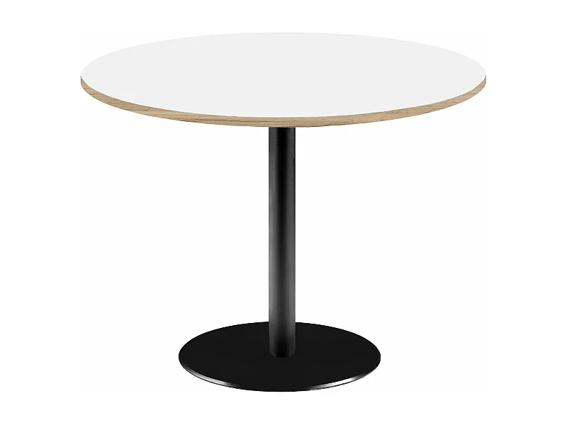Table ronde Ø 120 cm - modèle Rome blanc avec chants bois