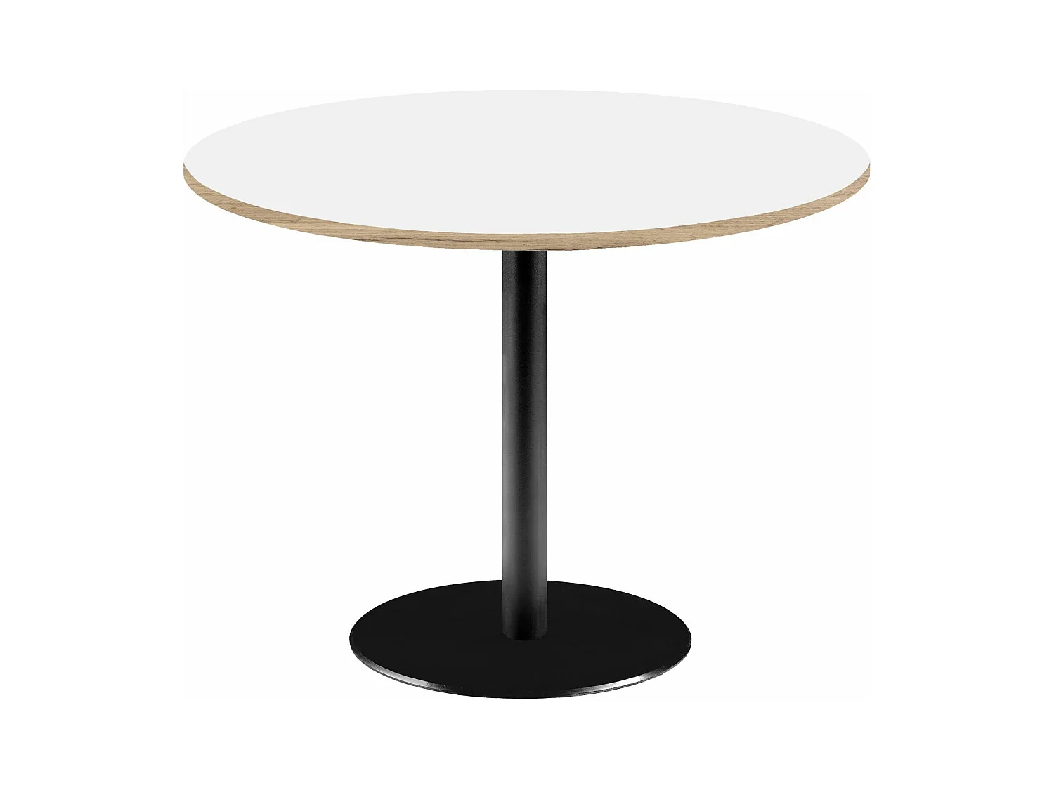 Table ronde Ø 120 cm - modèle Rome blanc avec chants bois