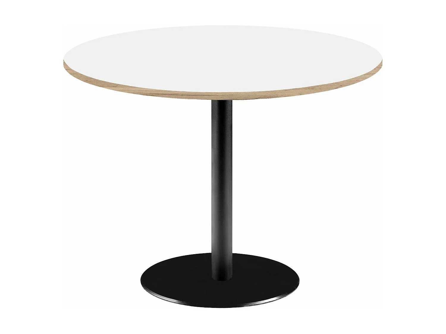 Table ronde Ø 120 cm - modèle Rome blanc avec chants bois